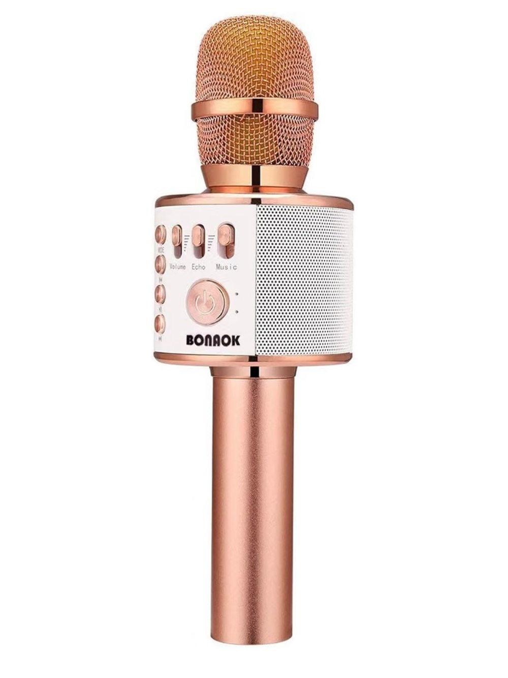 Rose Gold Bluetooth Wireless Karaoke Microphone with Built-In Speaker